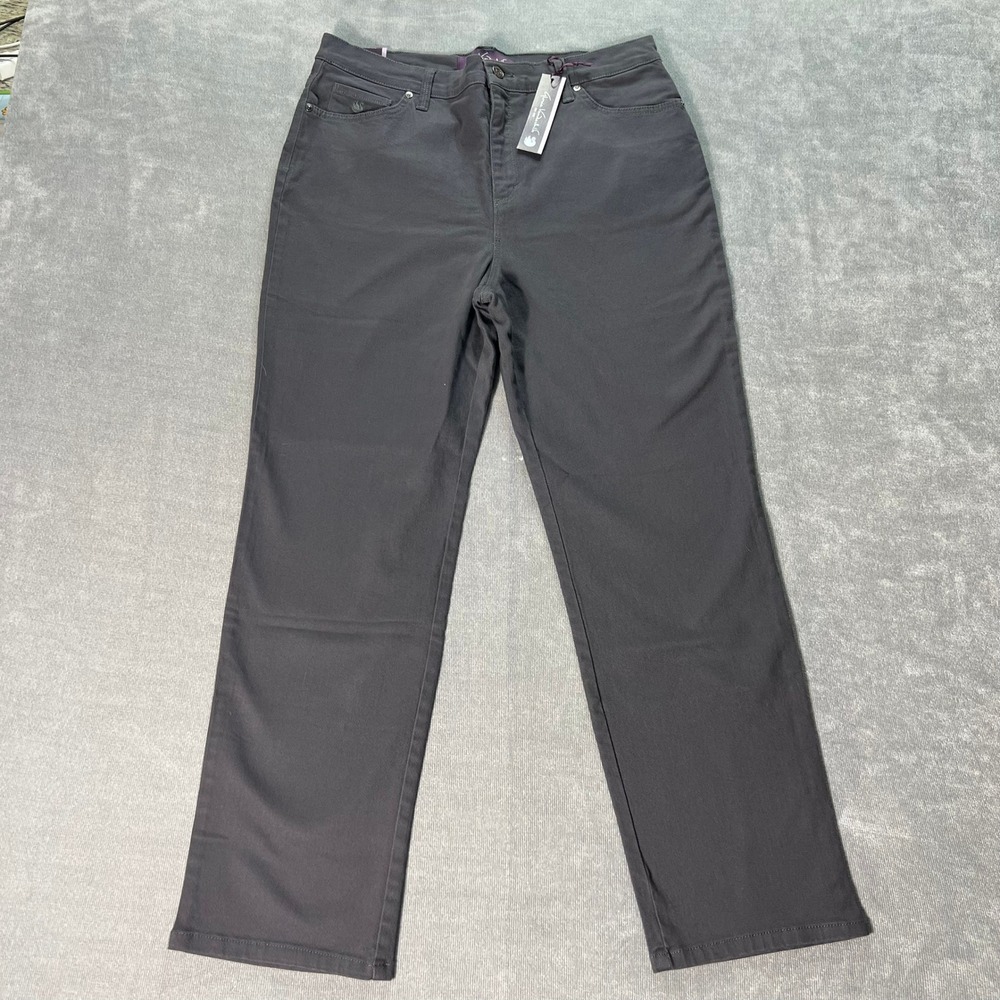 Gloria Vanderbilt Womens Amanda Jeans 16P Charcoal Gray High Rise Tapered NWT